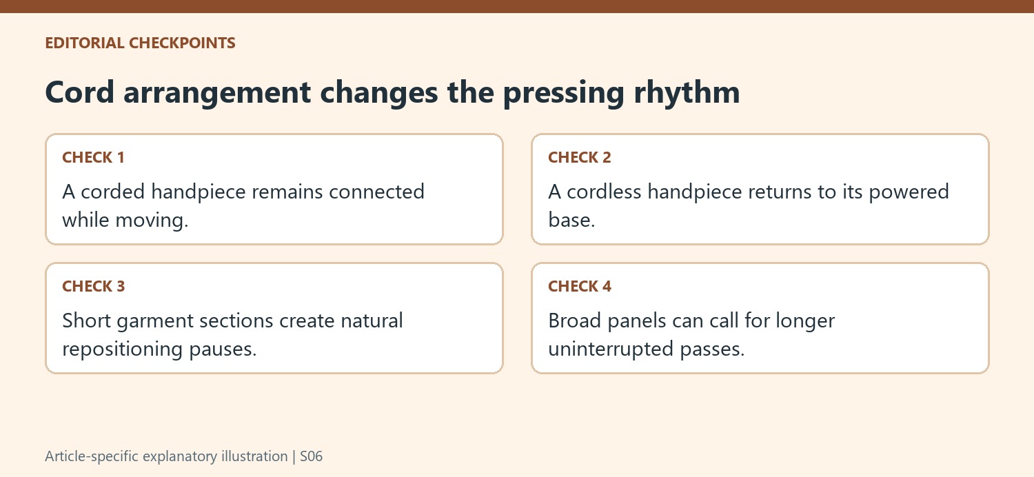 Cord arrangement changes the pressing rhythm