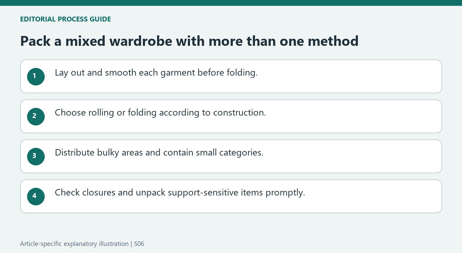 Pack a mixed wardrobe with more than one method