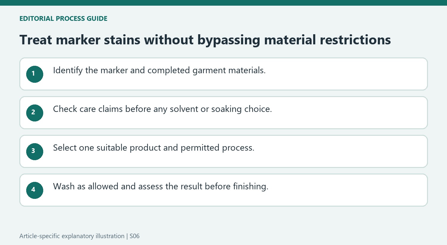 Treat marker stains without bypassing material restrictions