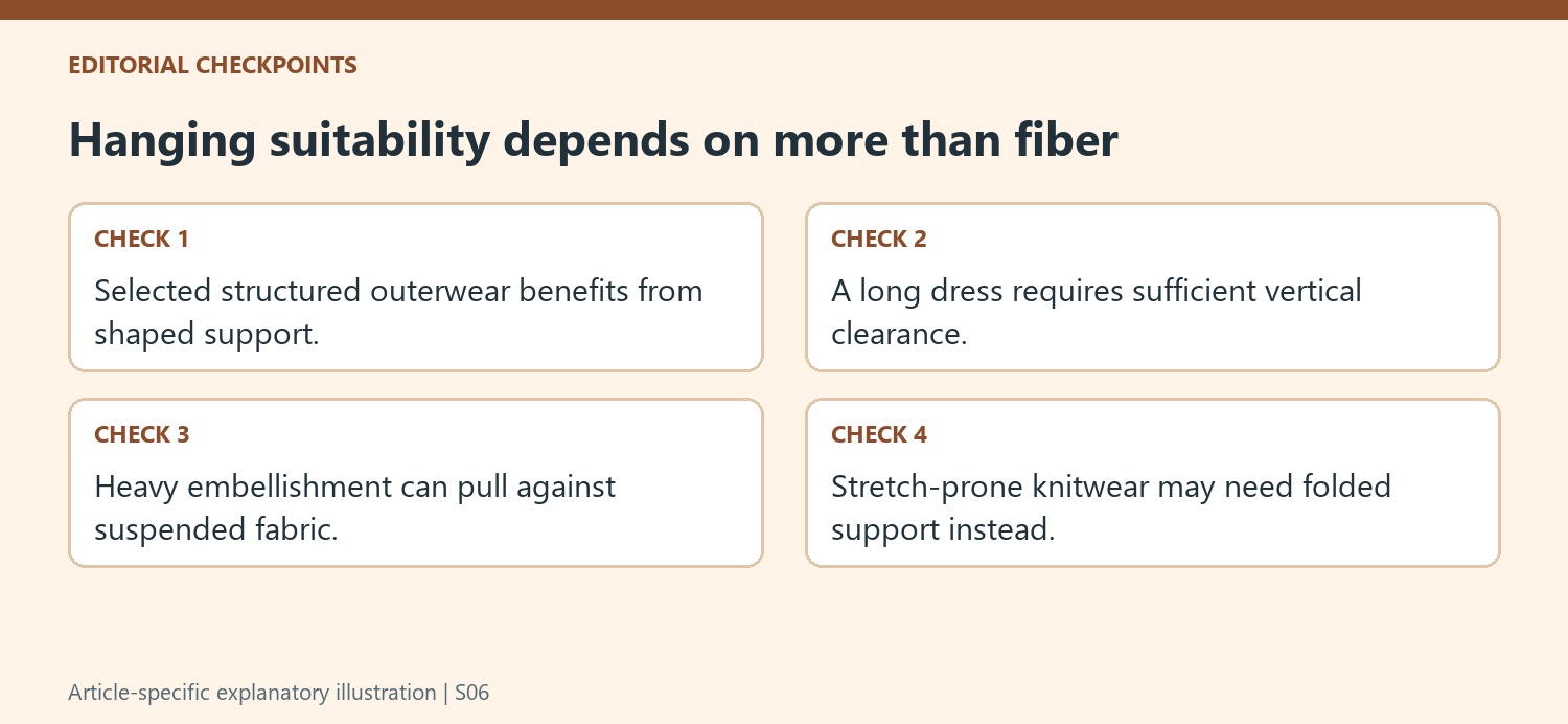 Hanging suitability depends on more than fiber