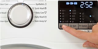 A washer control panel pictured in the source sweat-and-deodorant guide.