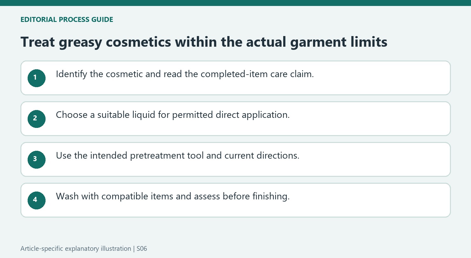 Treat greasy cosmetics within the actual garment limits