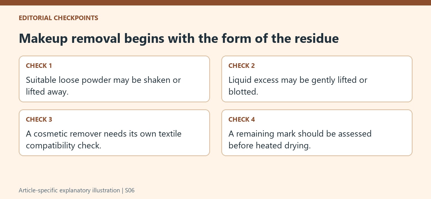 Makeup removal begins with the form of the residue