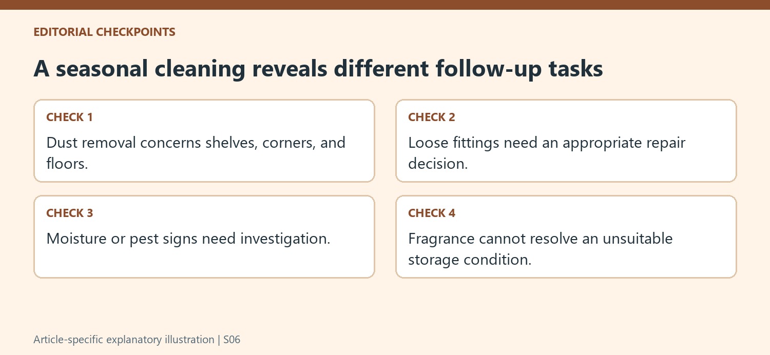 A seasonal cleaning reveals different follow-up tasks