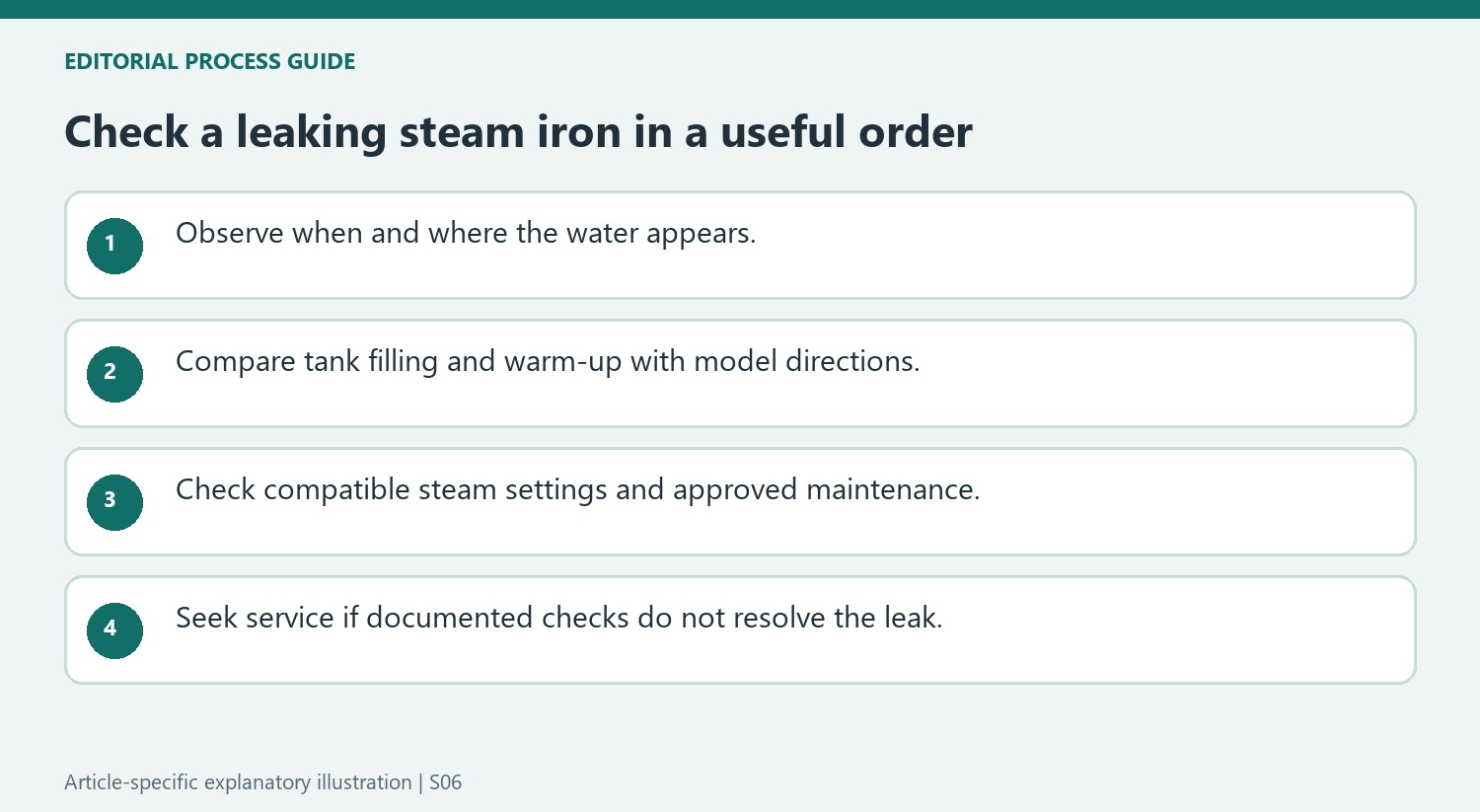 Check a leaking steam iron in a useful order