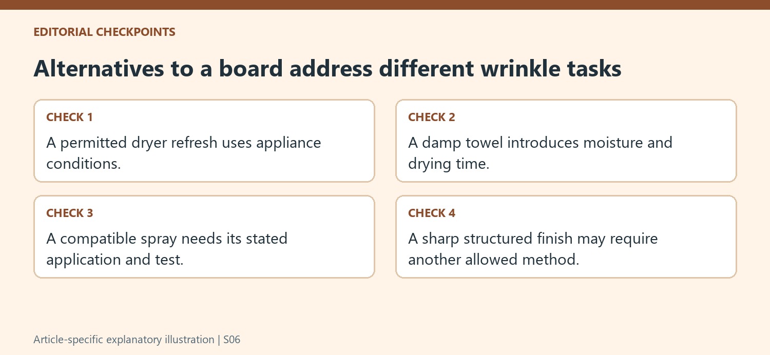 Alternatives to a board address different wrinkle tasks