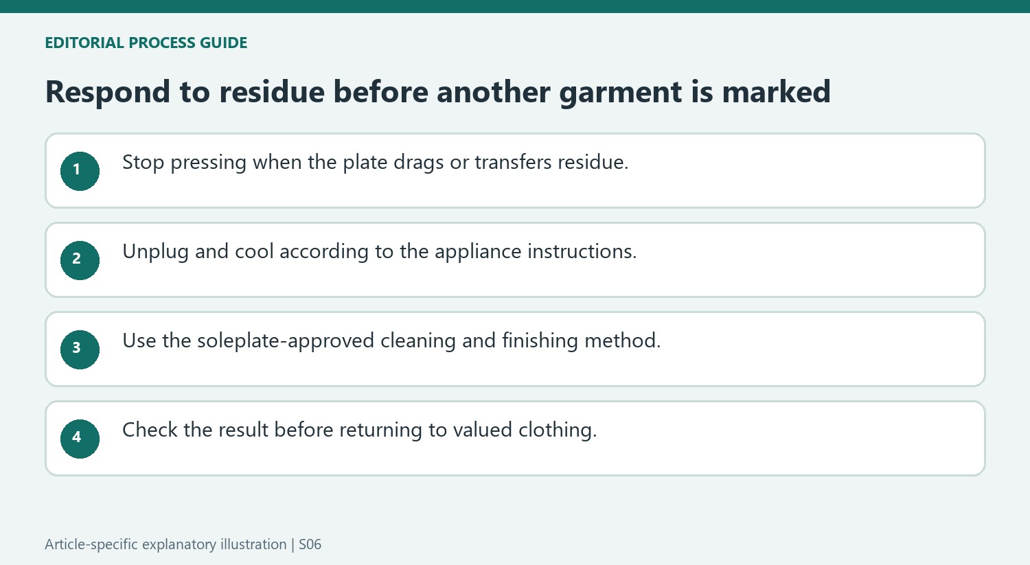 Respond to residue before another garment is marked