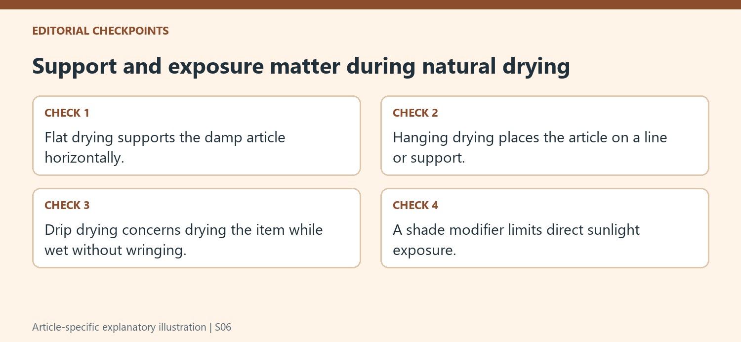 Support and exposure matter during natural drying