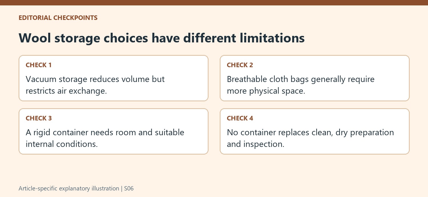 Wool storage choices have different limitations