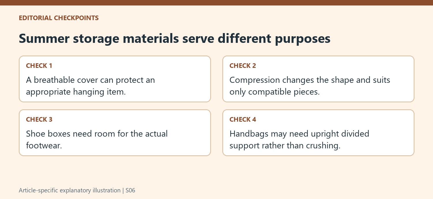 Summer storage materials serve different purposes