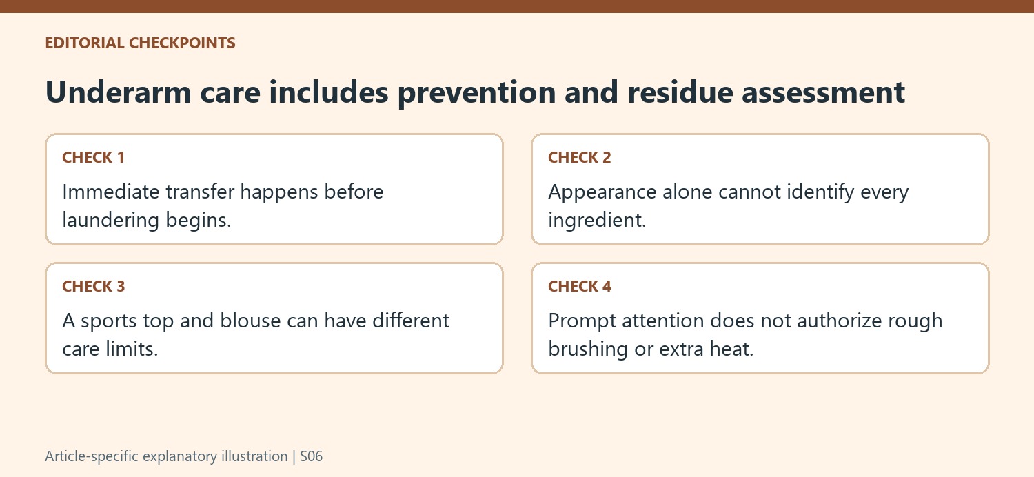Underarm care includes prevention and residue assessment