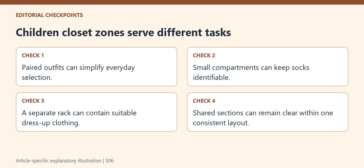 Children closet zones serve different tasks