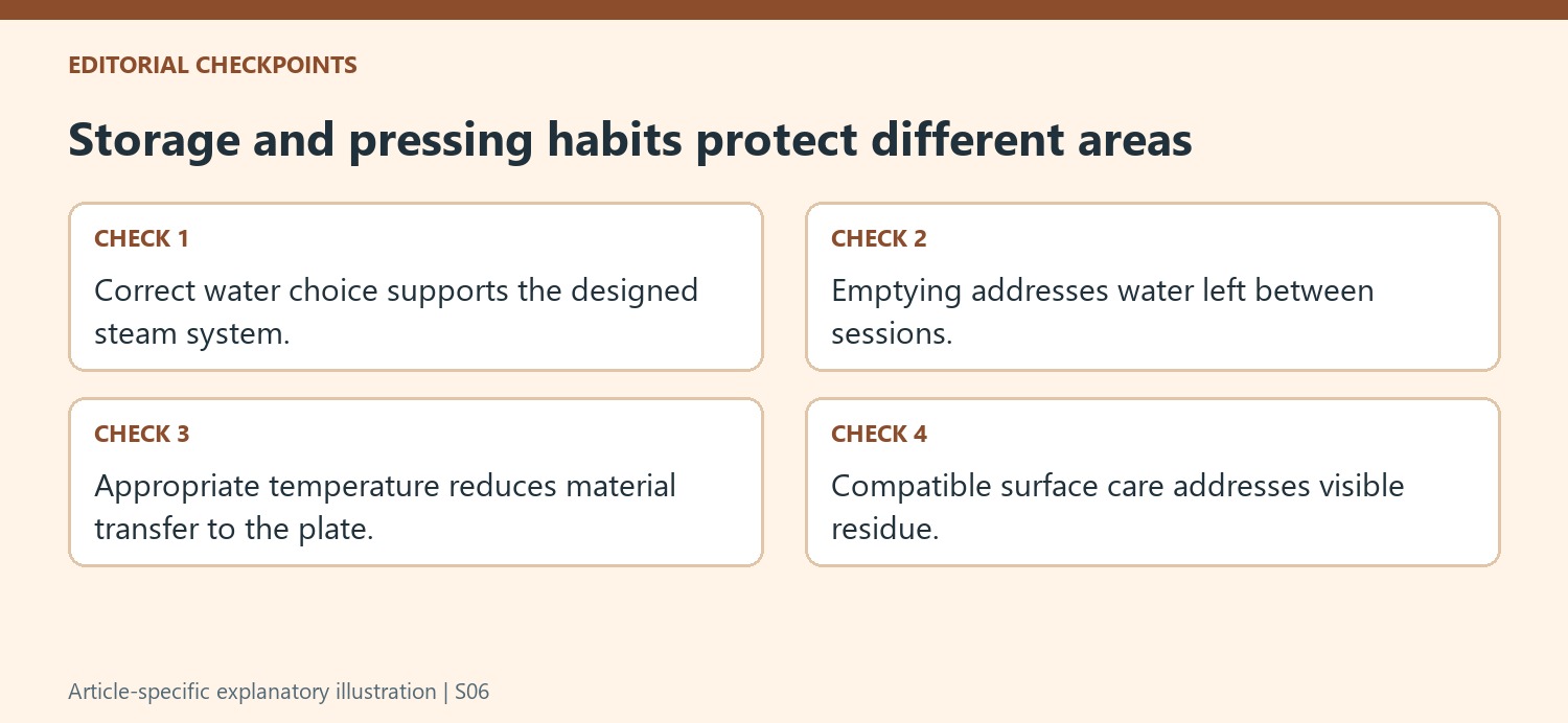 Storage and pressing habits protect different areas