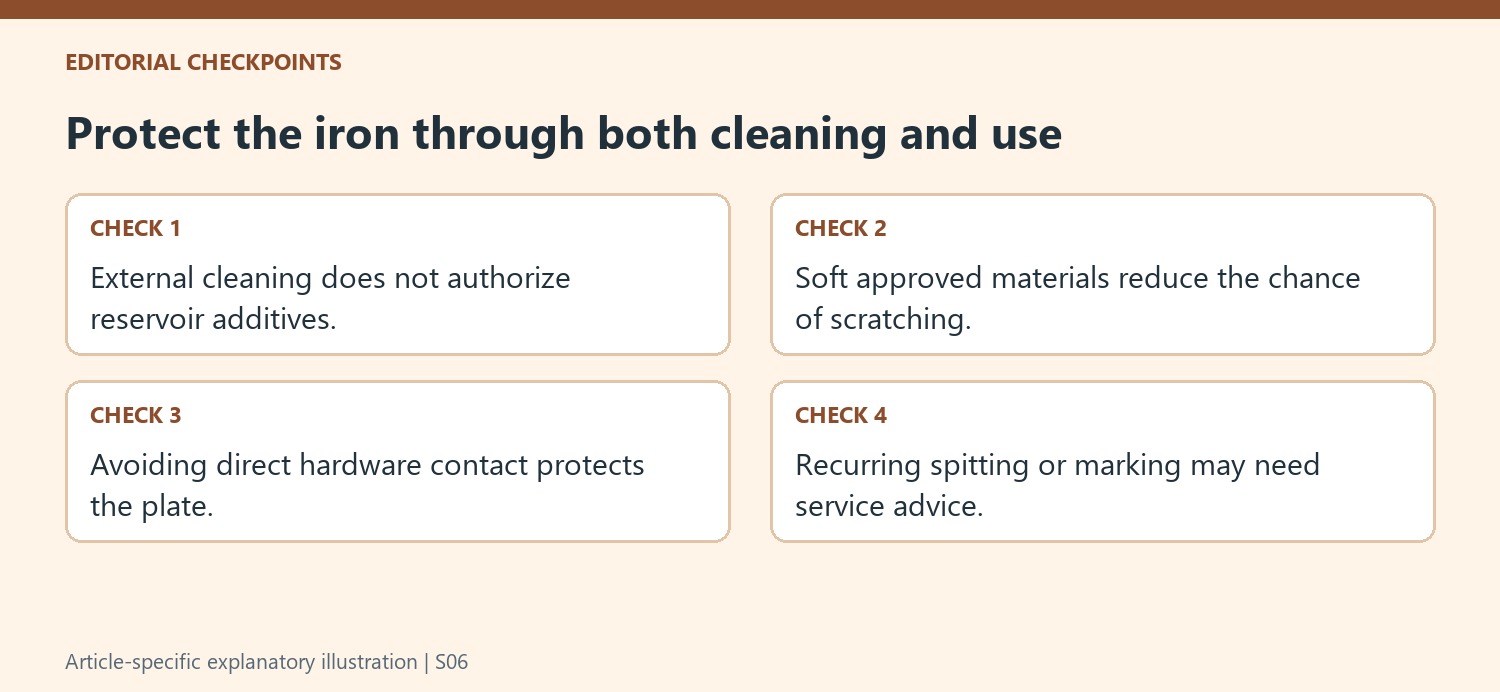 Protect the iron through both cleaning and use