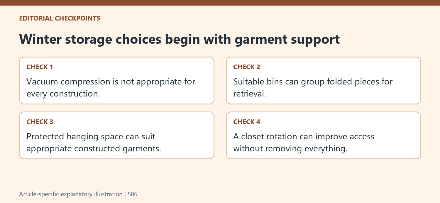 Winter storage choices begin with garment support
