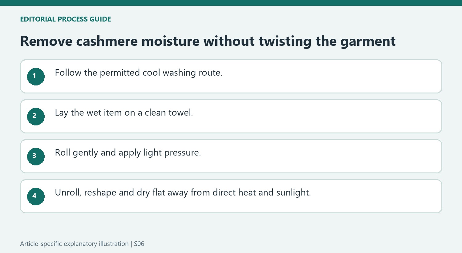 Remove cashmere moisture without twisting the garment