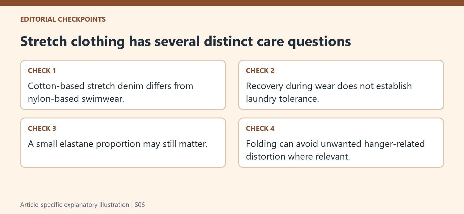 Stretch clothing has several distinct care questions