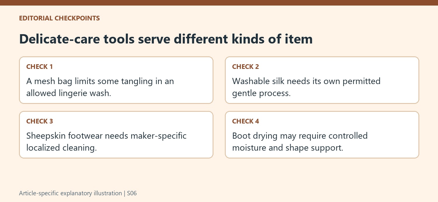 Delicate-care tools serve different kinds of item